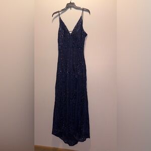 Navy Beaded Prom Dress – Size 5